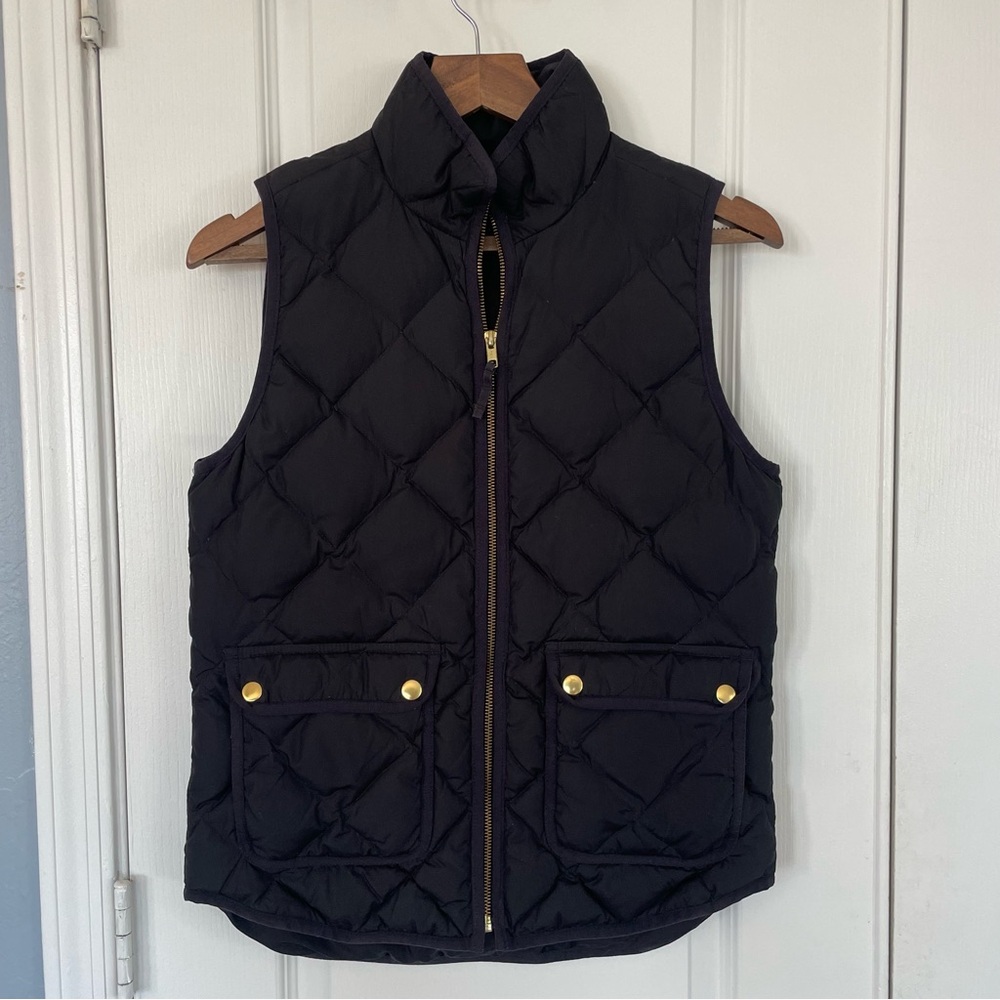 J. Crew Black Quilted Vest with Gold Accents - Woman’s XS